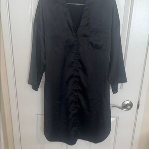 Black Button-Front Shirt Nightgown S